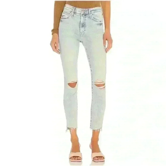 MOTHER The Stunner Zip Ankle Step Fray Jeans Rolling in the Bushes Size 26 - Picture 3 of 14